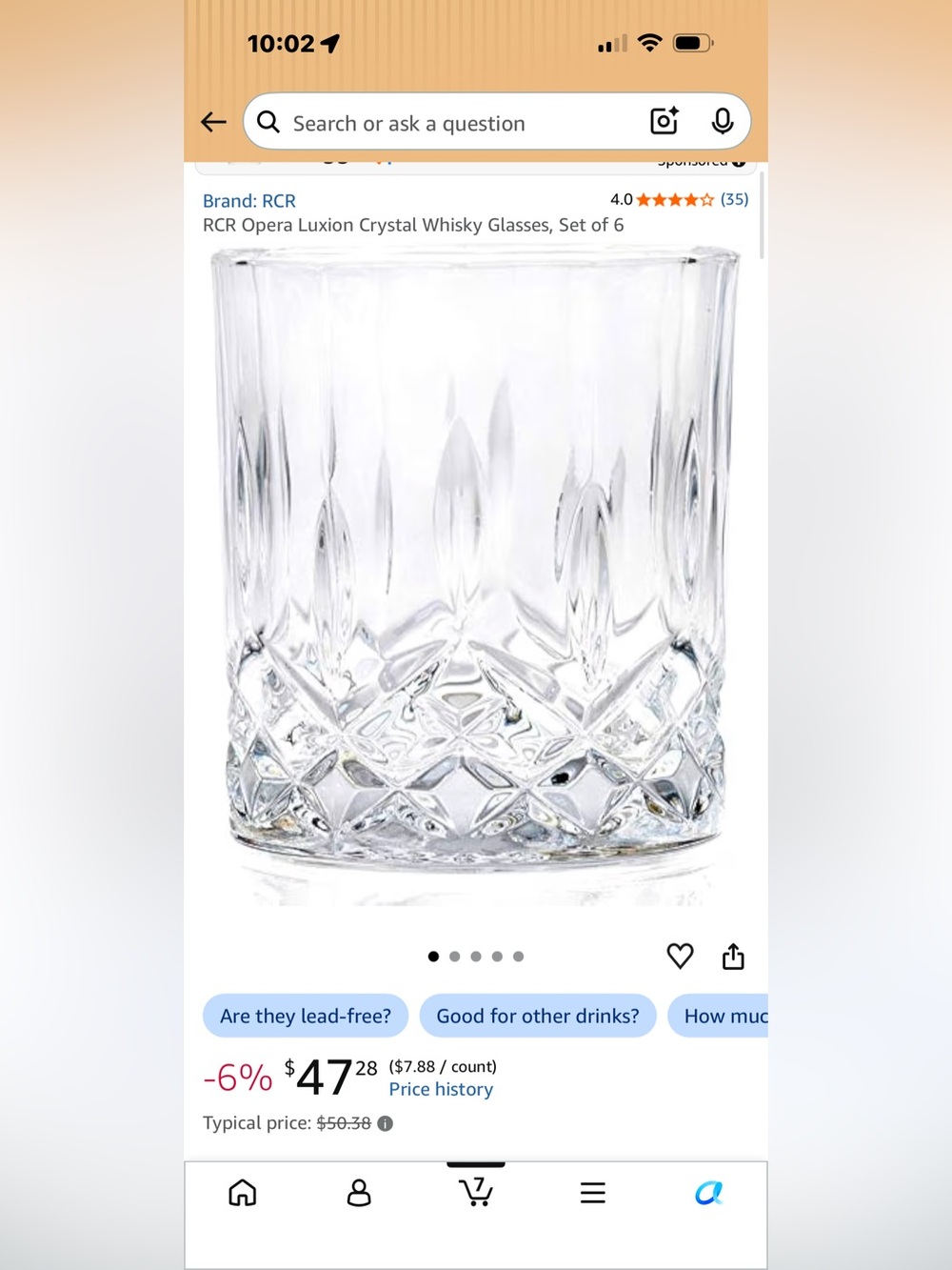 RCR Melodia Luxion Glasses Set of 6 Made in Italy. Never Used, 2 Sets available - Picture 3 of 14